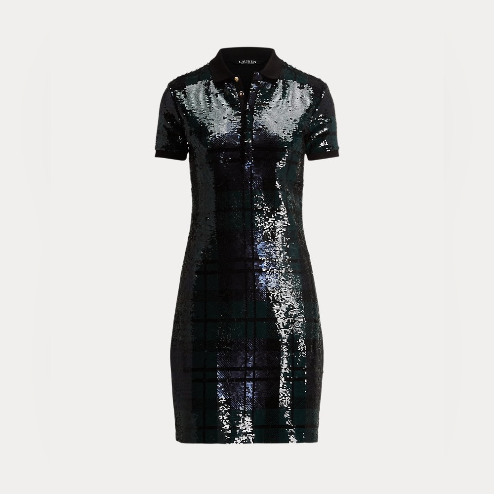 LAUREN RALPH LAUREN Plaid Sequined Polo Dress, XS Small NWT - Picture 8 of 11